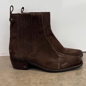 Sam Edelman Chocolate Brown Suede Booties